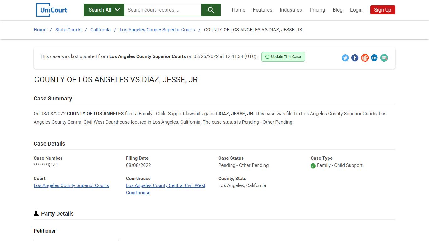 COUNTY OF LOS ANGELES VS DIAZ, JESSE, JR | Court Records - UniCourt